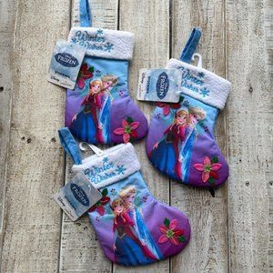 NWT Disney Frozen Elsa & Anna Winter Wishes 9" Mini Stocking 3 pc